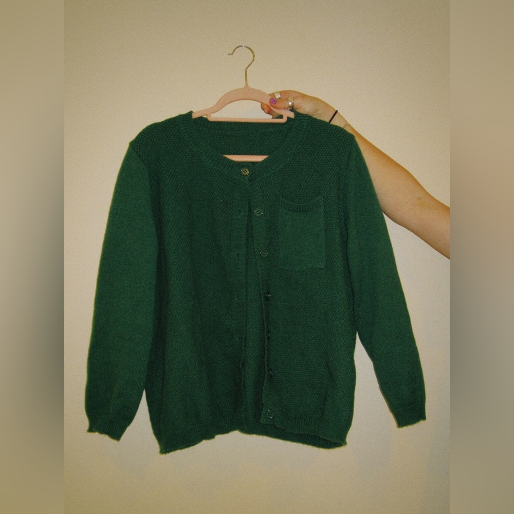 Green Cardigan Sweater